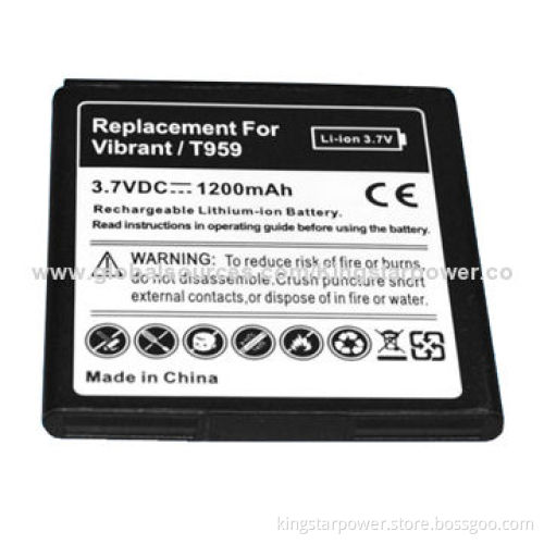 Mobile phone battery for Samsung T959 Galaxy S i9000, Li-ion, 3.7V 1200mAh or OEM Capacity